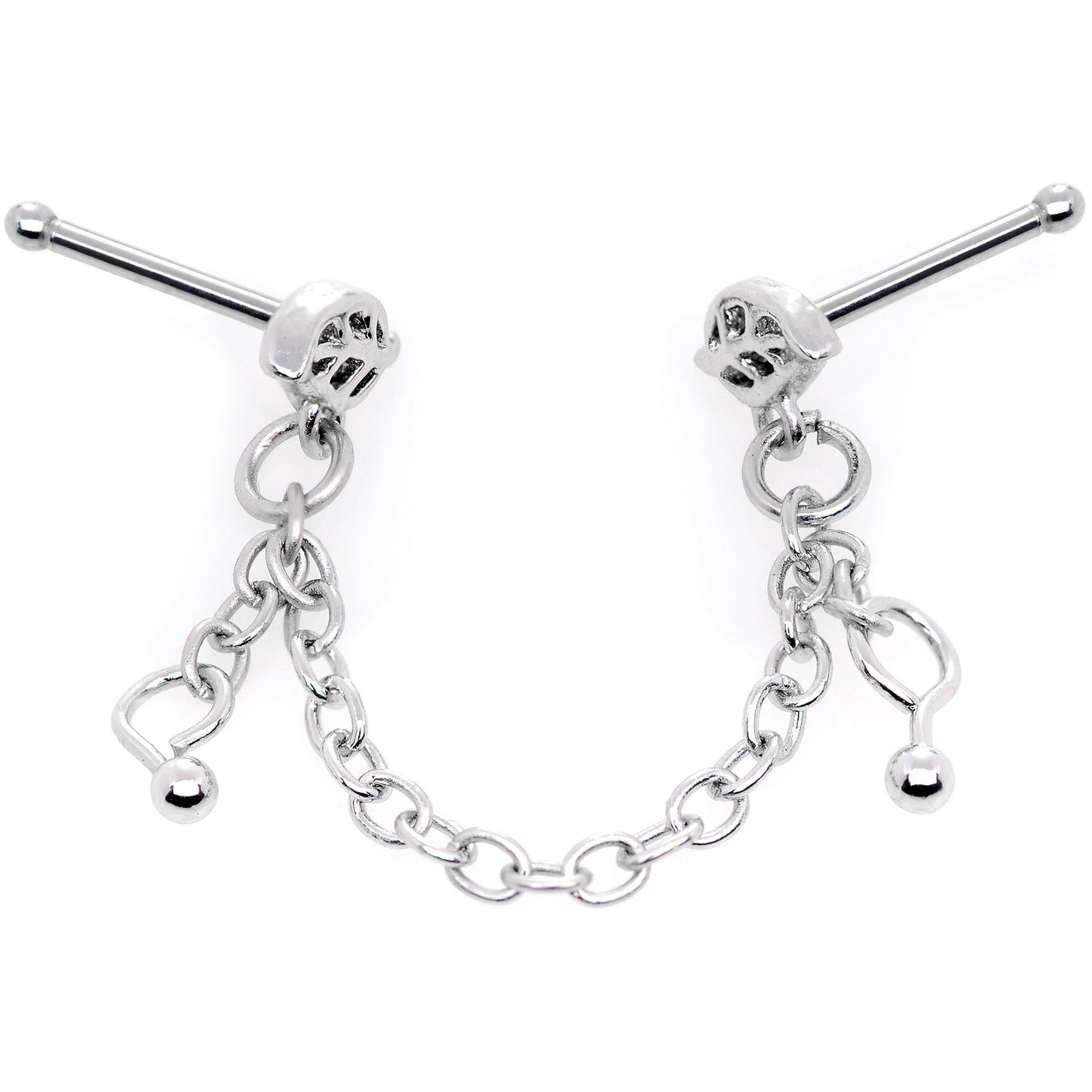 20G 1/4 Autumn Fall Leaves Chain Dangle Double Nose Bone