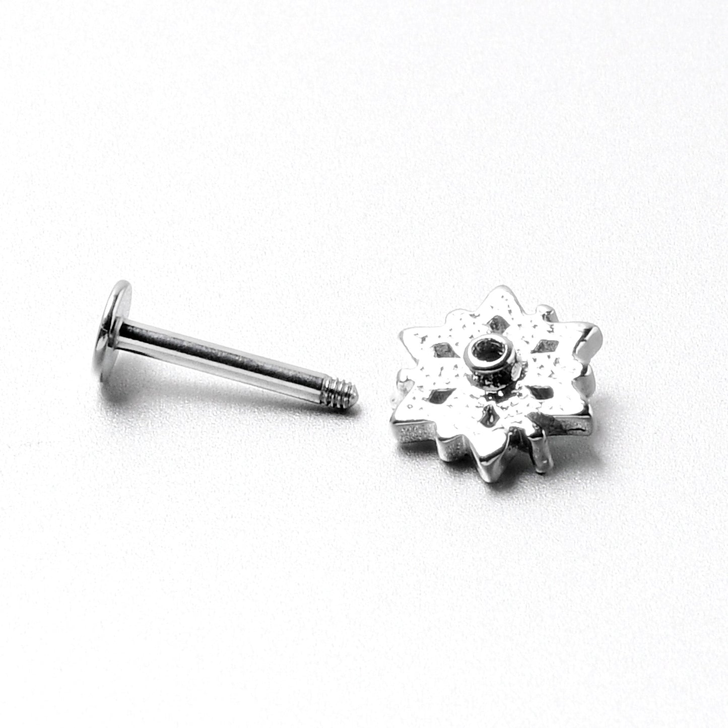 16G 5/16 Aurora CZ Gem Snowflake Style Labret Monroe Tragus