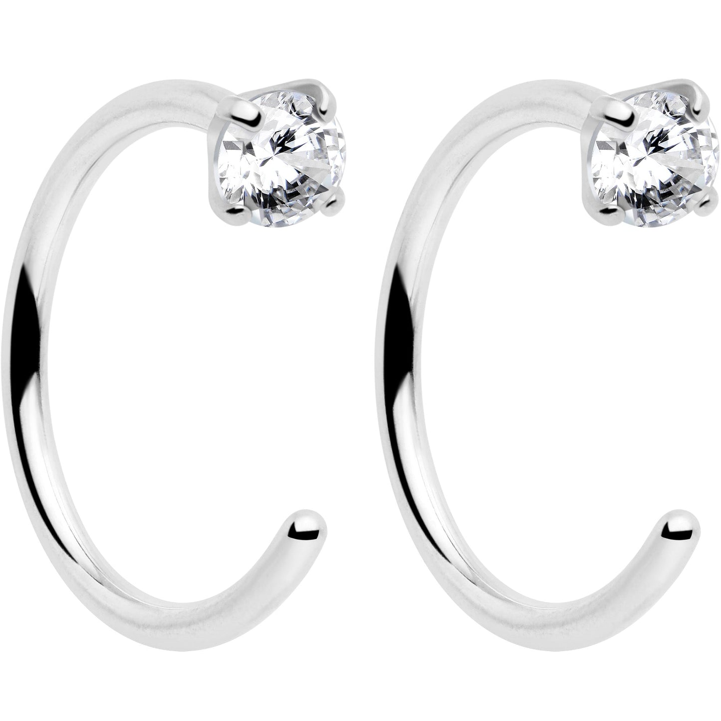 20G 2mm Gem Implant Grade Titanium Open Hoop Earrings
