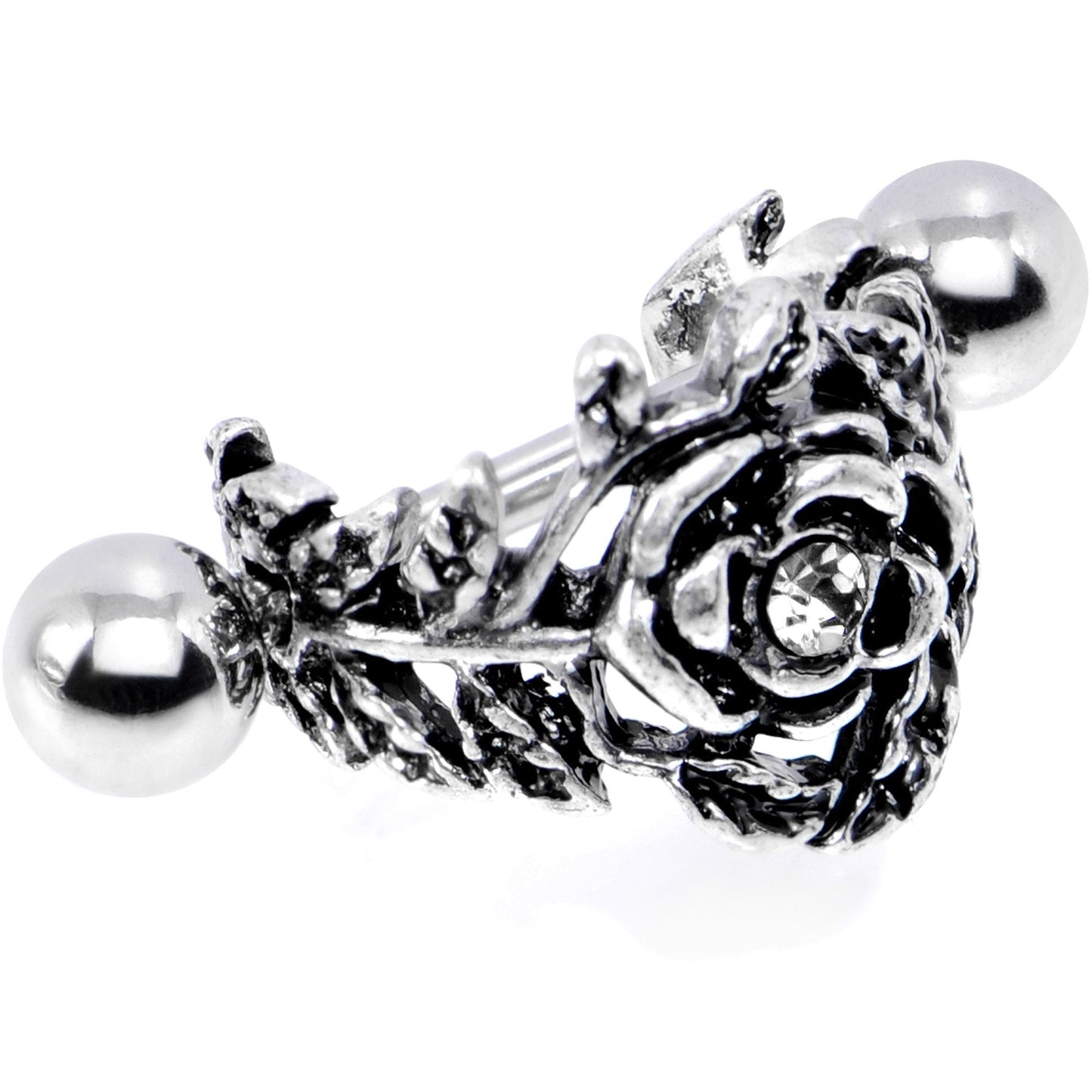 16G 1/2 Clear Gem Floral Wreath Cuff Cartilage Earring